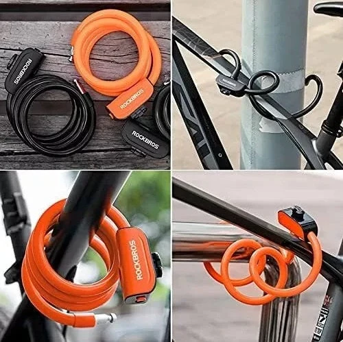 ROCKBROS cykellås cykelkabellås med monteringsbygel 2 nycklar - Bild 4