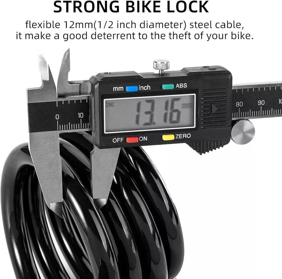 ROCKBROS cykellås cykelkabellås med monteringsbygel 2 nycklar - Bild 8