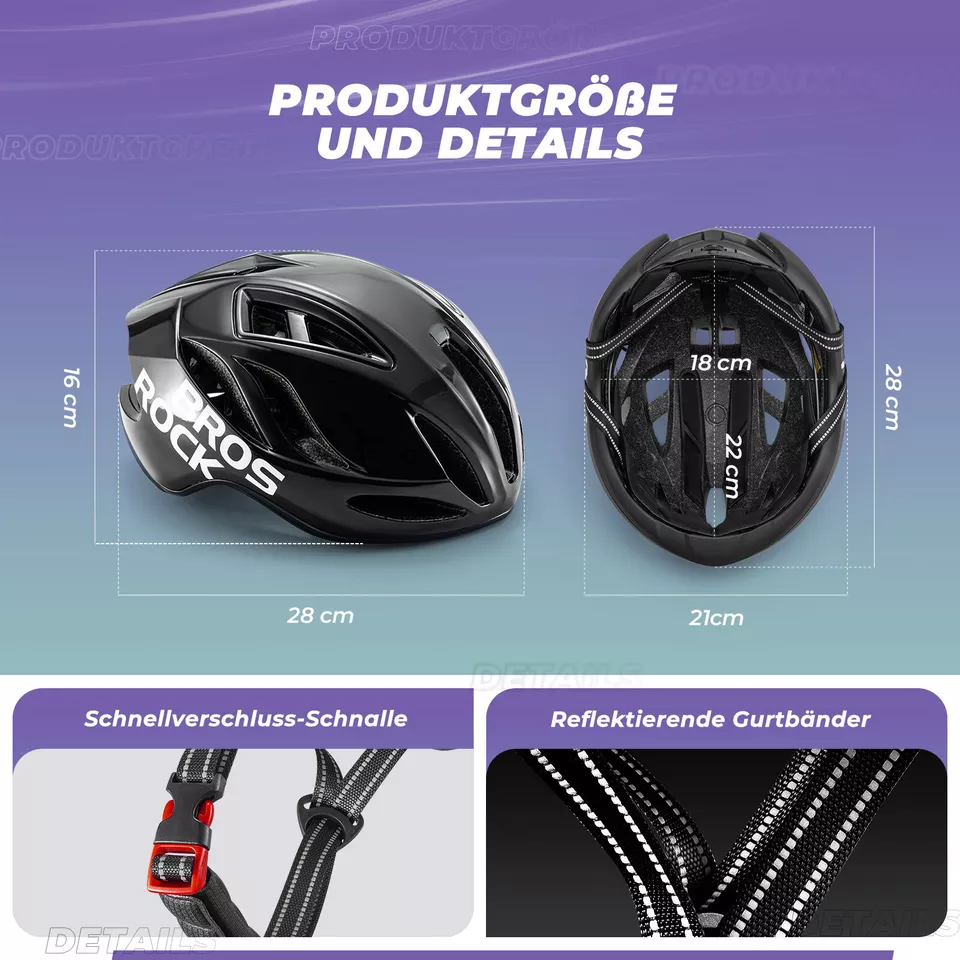 ROCKBROS cykelhjälm landsvägscykelhjälm 58-62CM unisex vuxna för MTB landsvägscykelhjälm - Bild 3