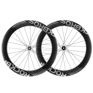 700C Kolfiberhjulset 65 mm Skivbroms Genomgående Axel Hjulset för Landsvägscykel ROCKBROS