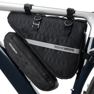 2-i-1 cykelväskeset, avtagbar ramväska 1,3 l + 0,7 l, svart, ROCKBROS