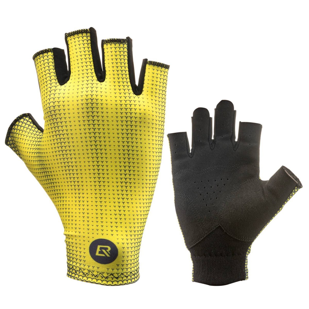 Halvfingercykelhandskar, halkfria, elastiska, unisex, gula, storlekar M-XXL, ROCKBROS