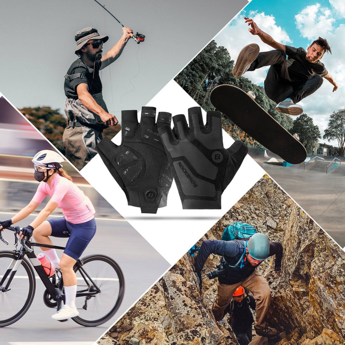 Stötdämpande och halkfria unisex cykelhandskar för halva fingrarna från ROCKBROS - Bild 9