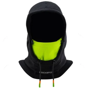 Vinterskidmask i fleece för kvinnor och män svartgrön ROCKBROS